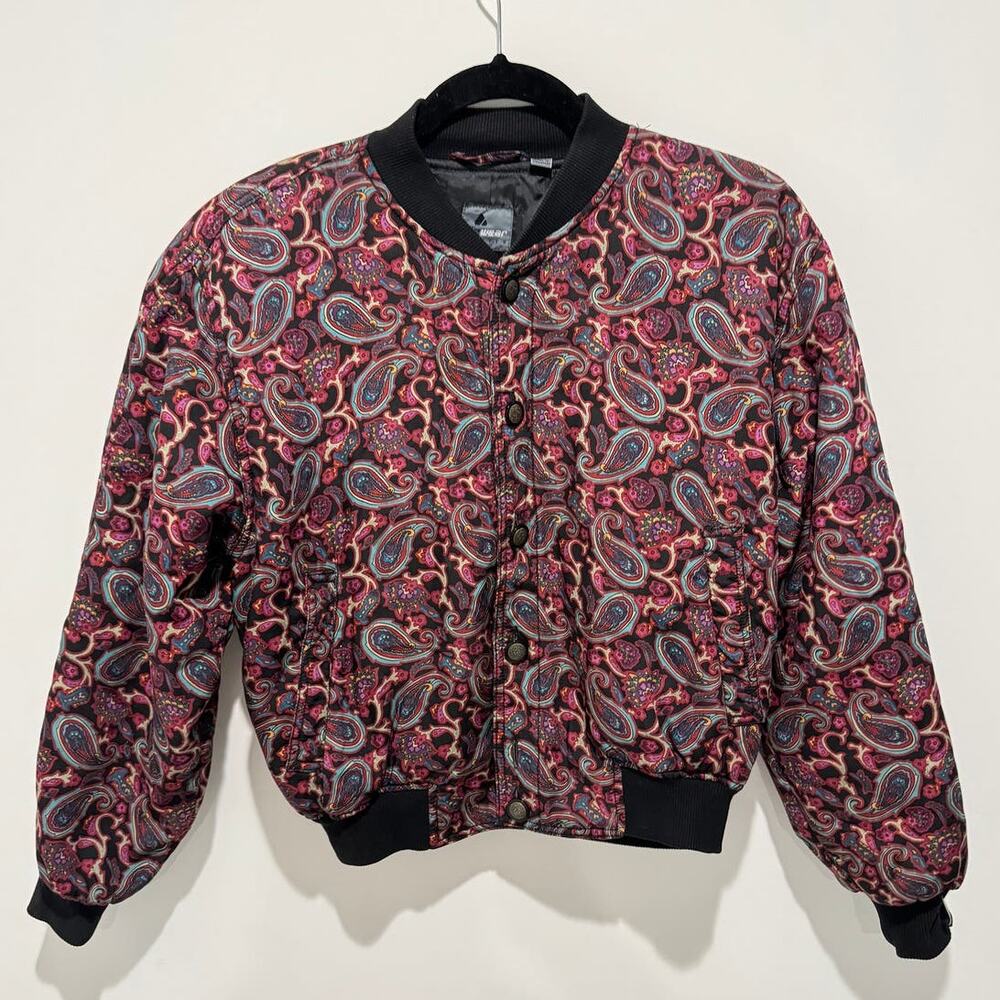 Vintage Lizwear Petite by Liz Claiborne Paisley Bomber Jacket, Size SMALL